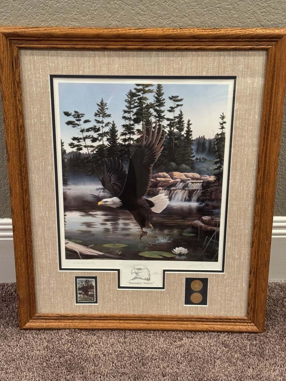 Leo Stans Boundary Waters Collector Edition Framed Print with Stamp and Coin